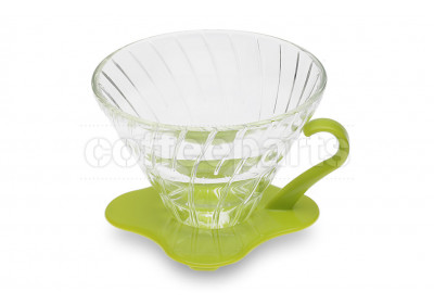 Hario 2-Cup V60 Glass with Green Handle Coffee Dripper