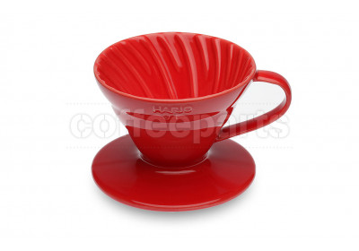 Trusty Brew Ceramic Pour Over Coffee Dripper Red 4 inch base 
