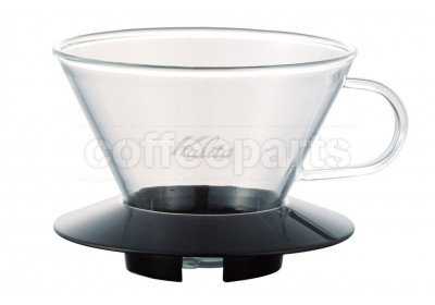 Kalita 185 Glass Coffee Dripper w/ Black Handle (uses Wave Filters)