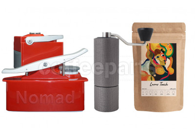 Nomad Camping kit inc Nomad, Timemore C2 Grinder and 250g Coffee: Red