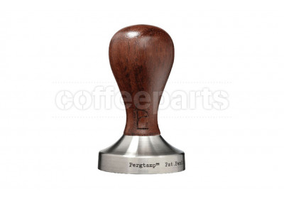 Purgetamp 58.5mm flat tamper with tampered edge and wooden handle