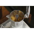 Stylish MHW Double Valve Moka Pot 180ml White brewing coffee.
