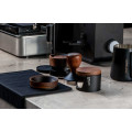 Airflow Coffee Tamper Flat Base: 58mm Flat Black with brewing setup - Tamper positioned on a coffee mat ready for brewing.