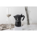 Elegant Bialetti 2 Cup Moka Brikka coffee maker, black.