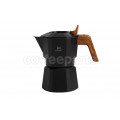 Muvna Double Valve Moka Pot: sleek black two-cup design.