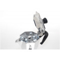 Bialetti 12 Cup Moka Express coffee maker, stainless steel design.