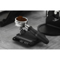 MHW Formula Smart Coffee Scale Black, versatile coffee weight scale in a coffee brewing setup.  