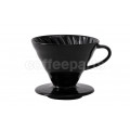 Hario 2-Cup V60 Kasuya Ceramic Coffee Dripper: Black