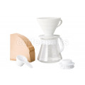 Hario 2-Cup V60 White Ceramic Set (V60, 2-Cup Server and 100 Filter Papers)