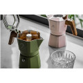 Two Muvna Double Valve Moka Pot 2-Cups in green and pink colours.