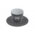 Rocket 180ml Porta Via Charcoal Grey Coffee Cups (6 Cups/Saucers) : RA99906449