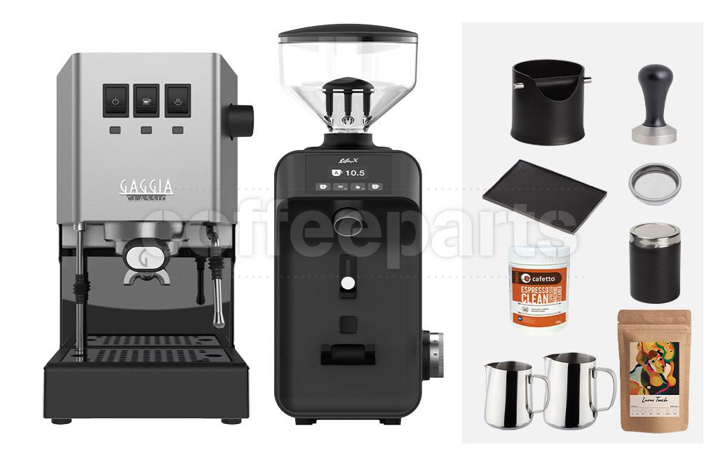 Gaggia Classic E24 / Ceado Espresso Machine Package: Black | Coffee Parts Gaggia Classic E24 / Ceado Espresso Machine Package: Black | Coffee Parts
